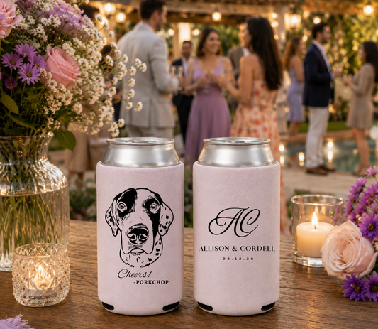 Custom monogram dog wedding can cooler