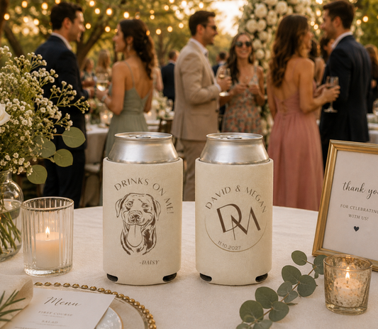 Custom monogram dog wedding can cooler
