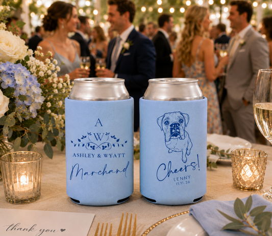Custom dog monogram wedding can cooler
