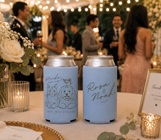 Custom cat and dog wedding can cooler
