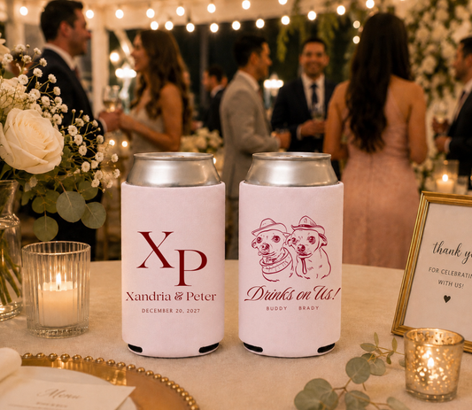 Custom monogram pet wedding can cooler