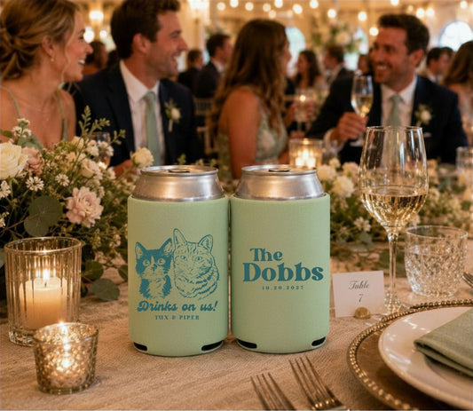 Personalized cat wedding can cooler