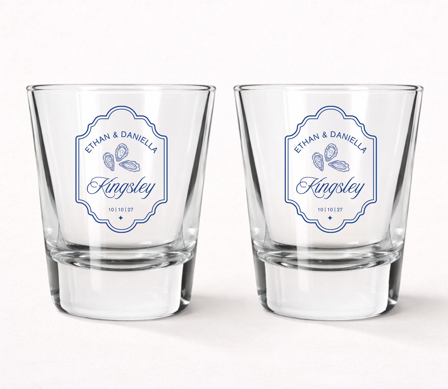 Coastal oyster wedding shot glasses
Personalized oyster wedding favor glasses
Beach wedding shot glasses with oyster design
Waterfront wedding keepsake shot glasses
Custom coastal wedding favors
Nautical wedding shot glasses personalized with names