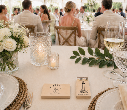 Custom Jupiter Florida wedding matchboxes.