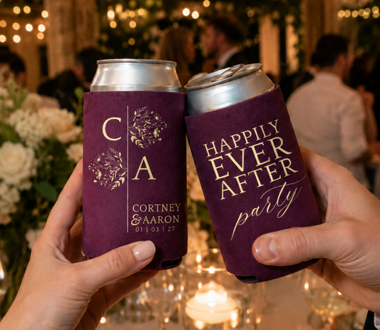 Happily ever after wedding Can coolers taken at reception party of the wedding