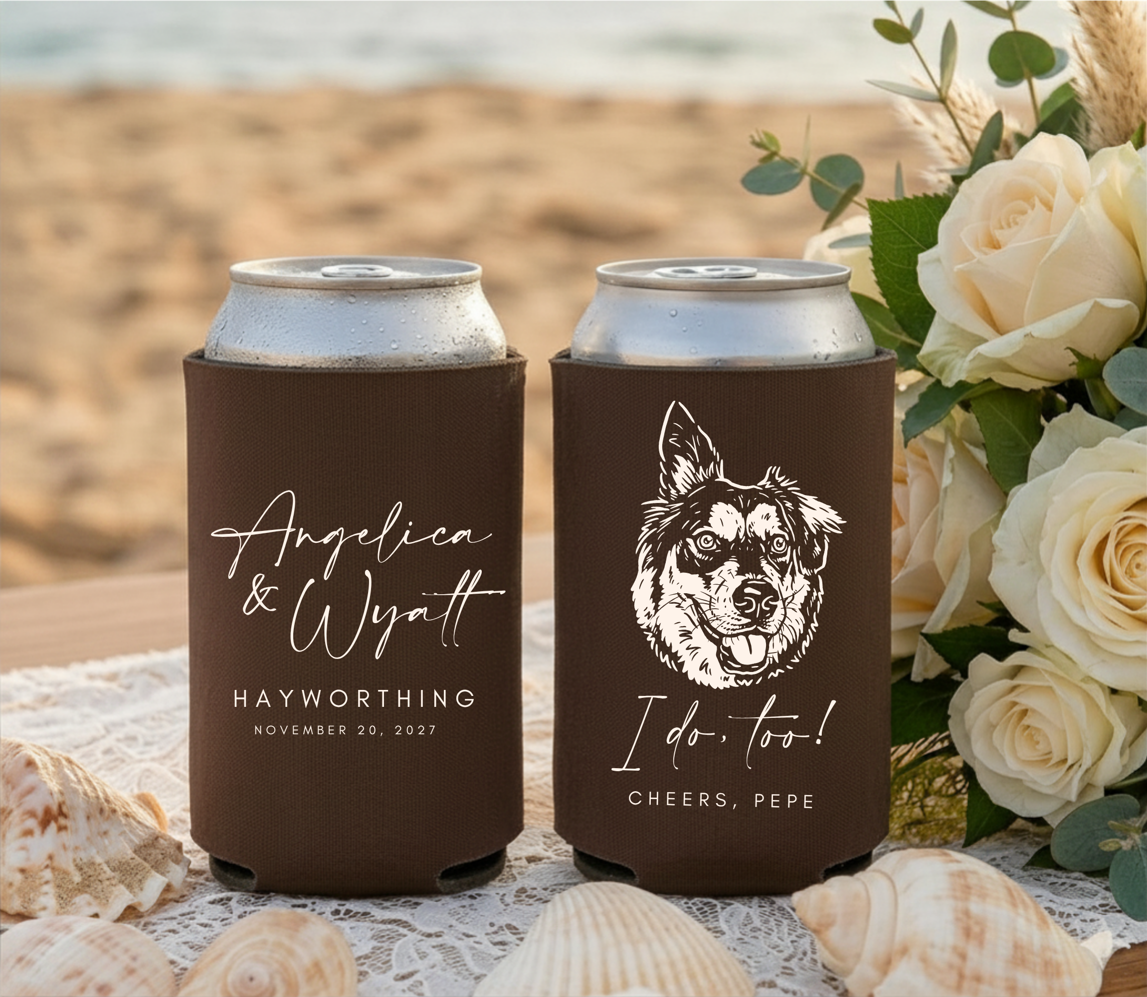 Cute Dog Script Letter Drink Wrap Favor