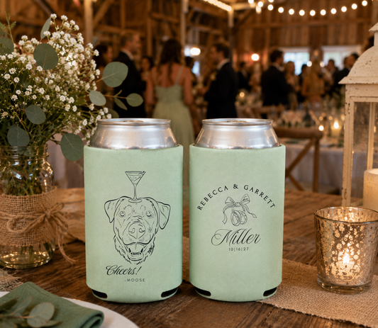 Custom Cheers dog wedding can cooler