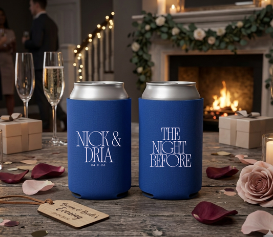 Personalized wedding weekend can cooler featuring custom couple names.