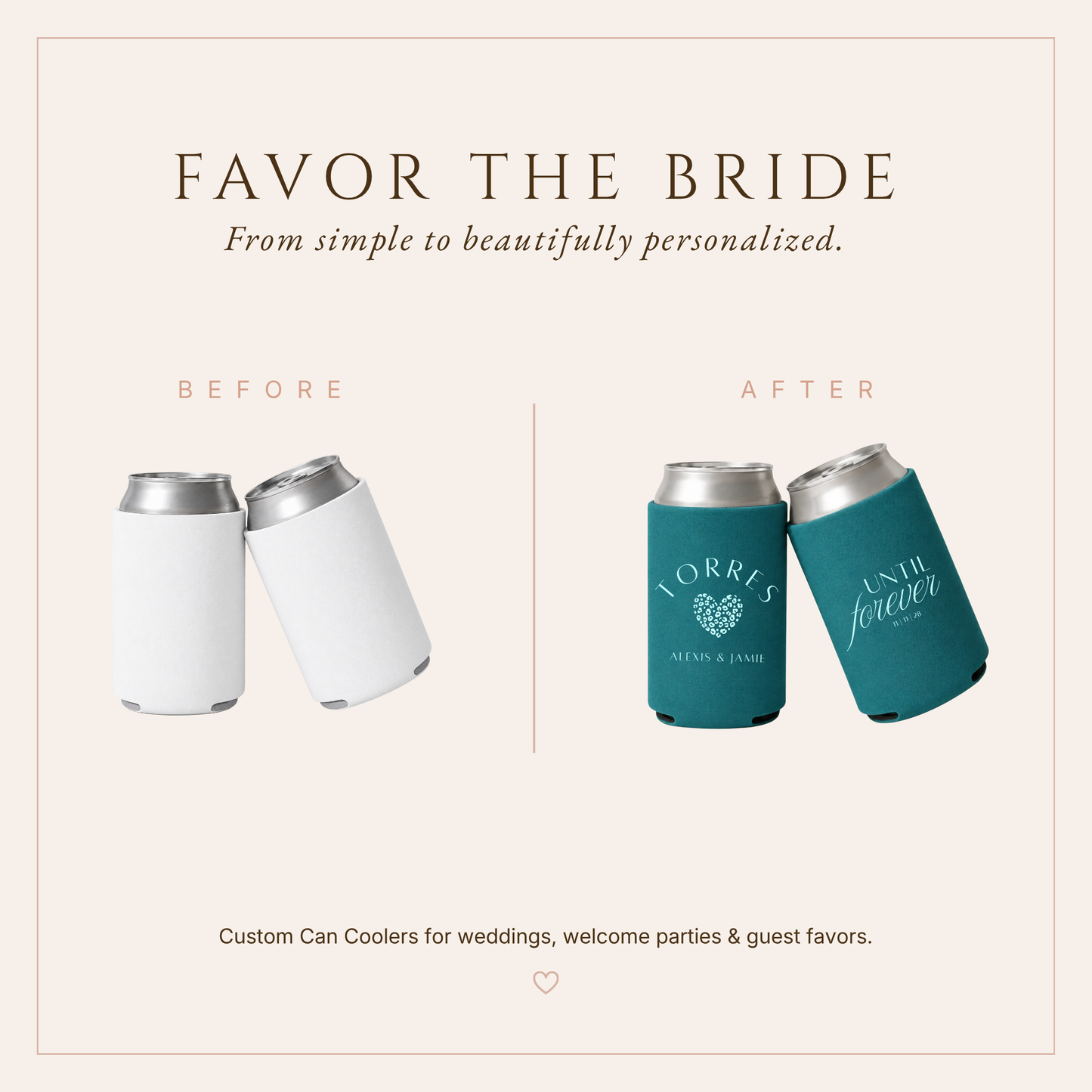 Personalized Teal Until Forever Wedding Can Coolers