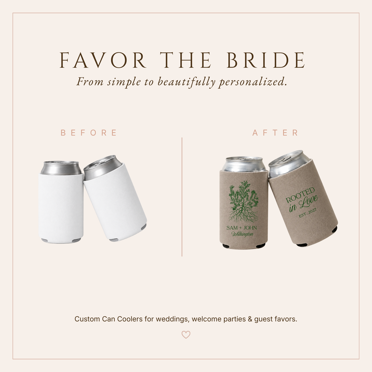 Personalized Rooted In Love Can Coolers