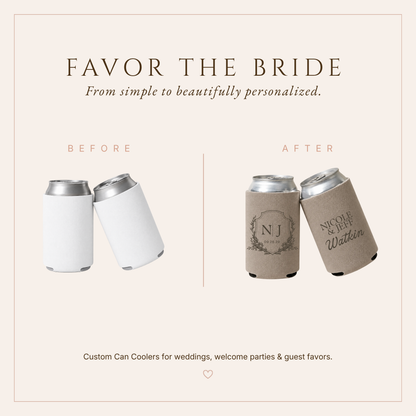 Personalized Family Monogram Elegant Wedding Can Coolers