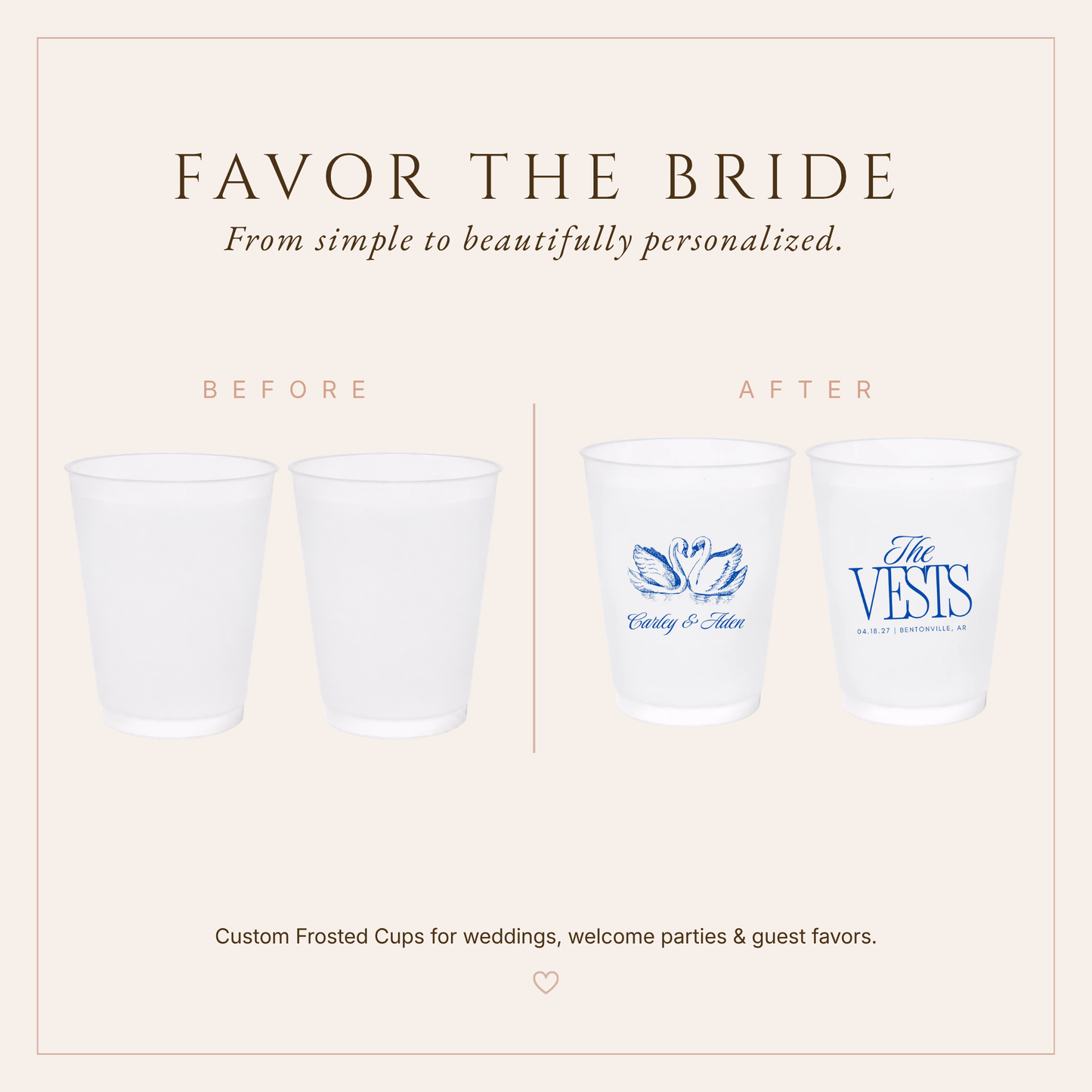 Personalized Swan Wedding Frosted Cups