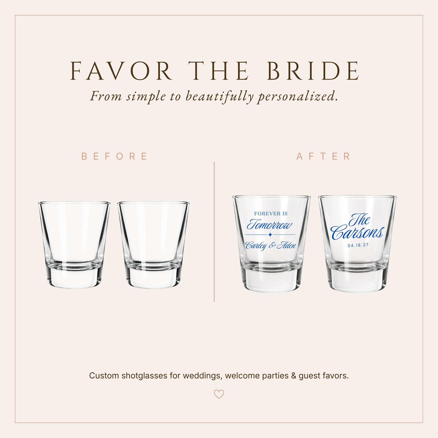 Personalized Forever Wedding Shot Glasses