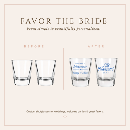 Personalized Forever Wedding Shot Glasses