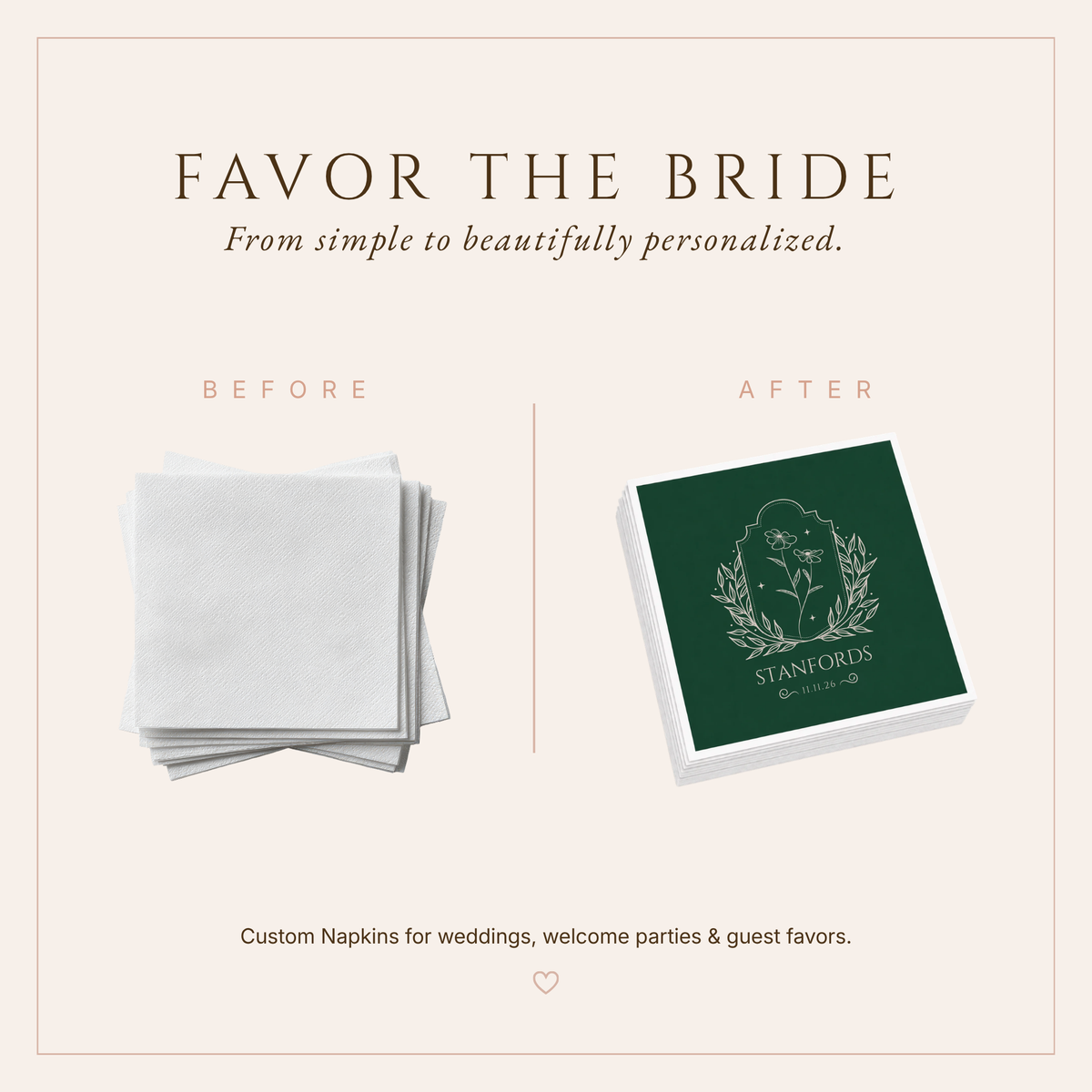 Personalized Wildflower Wedding Table Napkins
