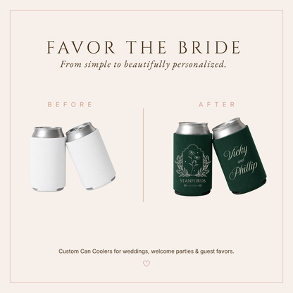 Personalized Wildflower Wedding Can Coolers