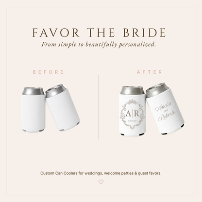 Personalized Simple Elegant Monogram Wedding Can Coolers