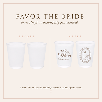 Personalized Peach Monogram Wedding Frosted Cups