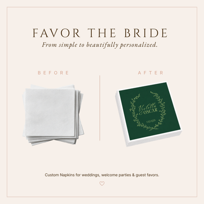 Personalized Botanical Wedding Table Napkins