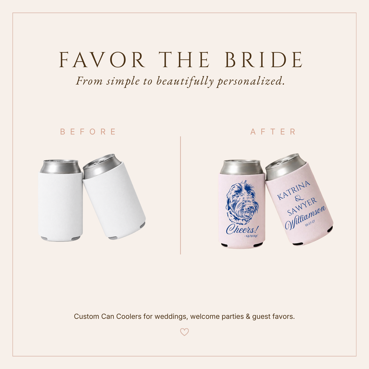 Personalized Pet Cheers Wedding Can Coolers