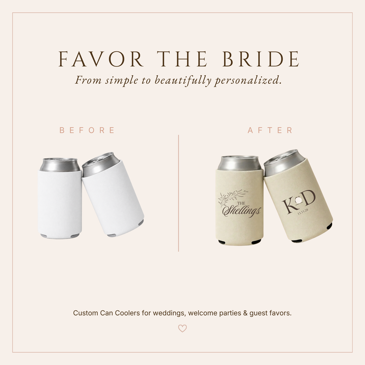 Personalized Family Name Wedding Can Coolers