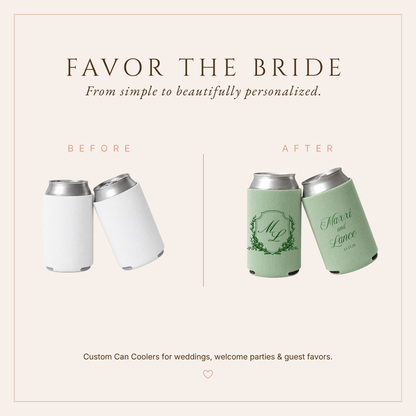 Personalized Couple Monogram Wedding Can Coolers