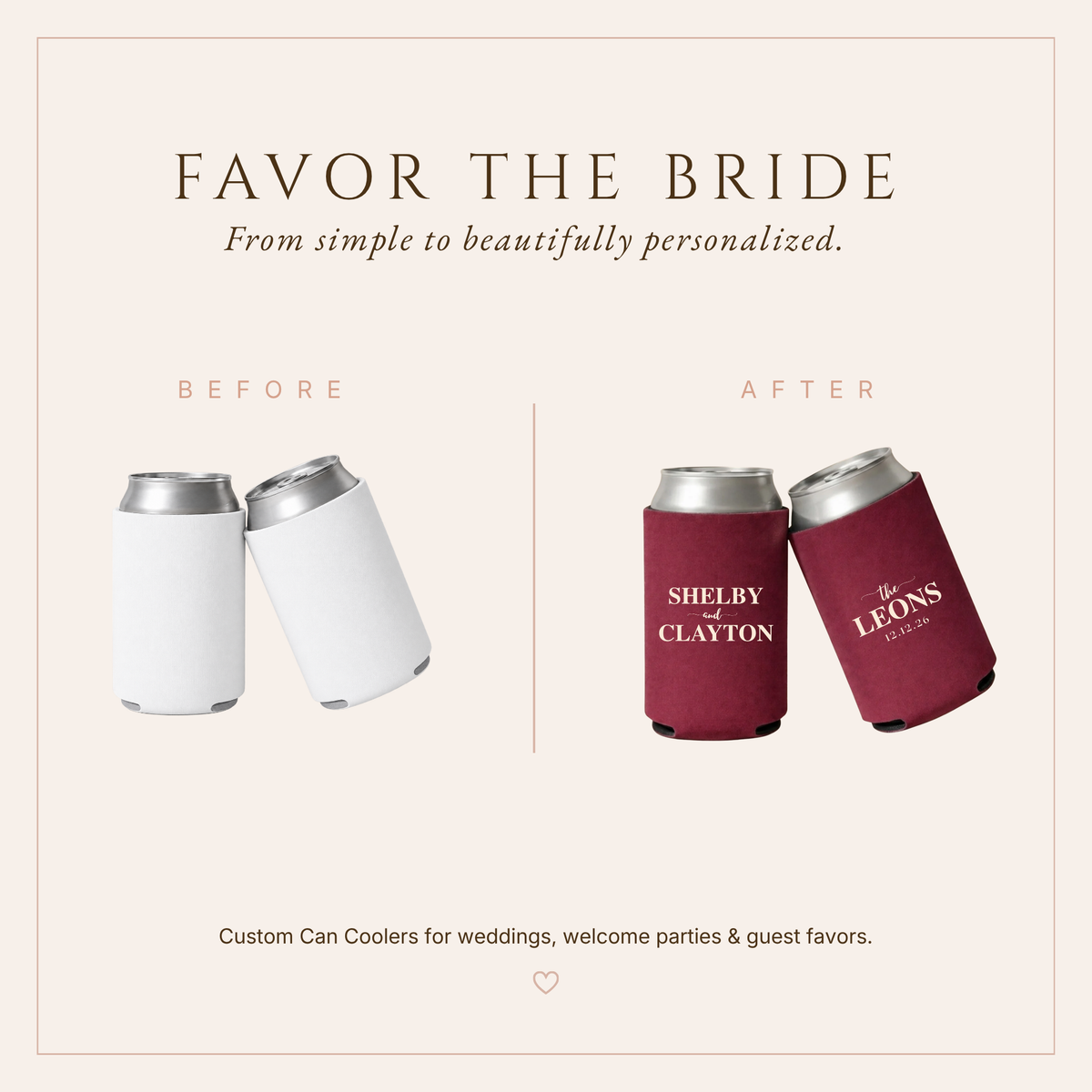 Personalized Modern Name Wedding Can Coolers