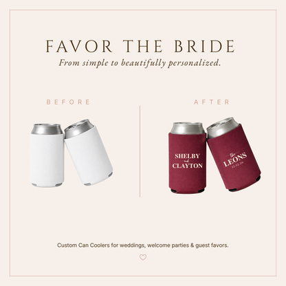 Personalized Modern Name Wedding Can Coolers