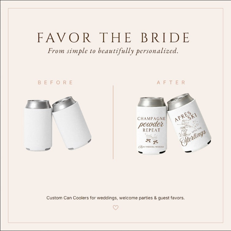 Personalized Aspen Ski Wedding Can Coolers