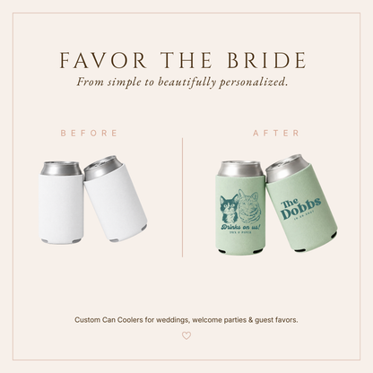 Personalized Cat Wedding Favor Can Coolers
