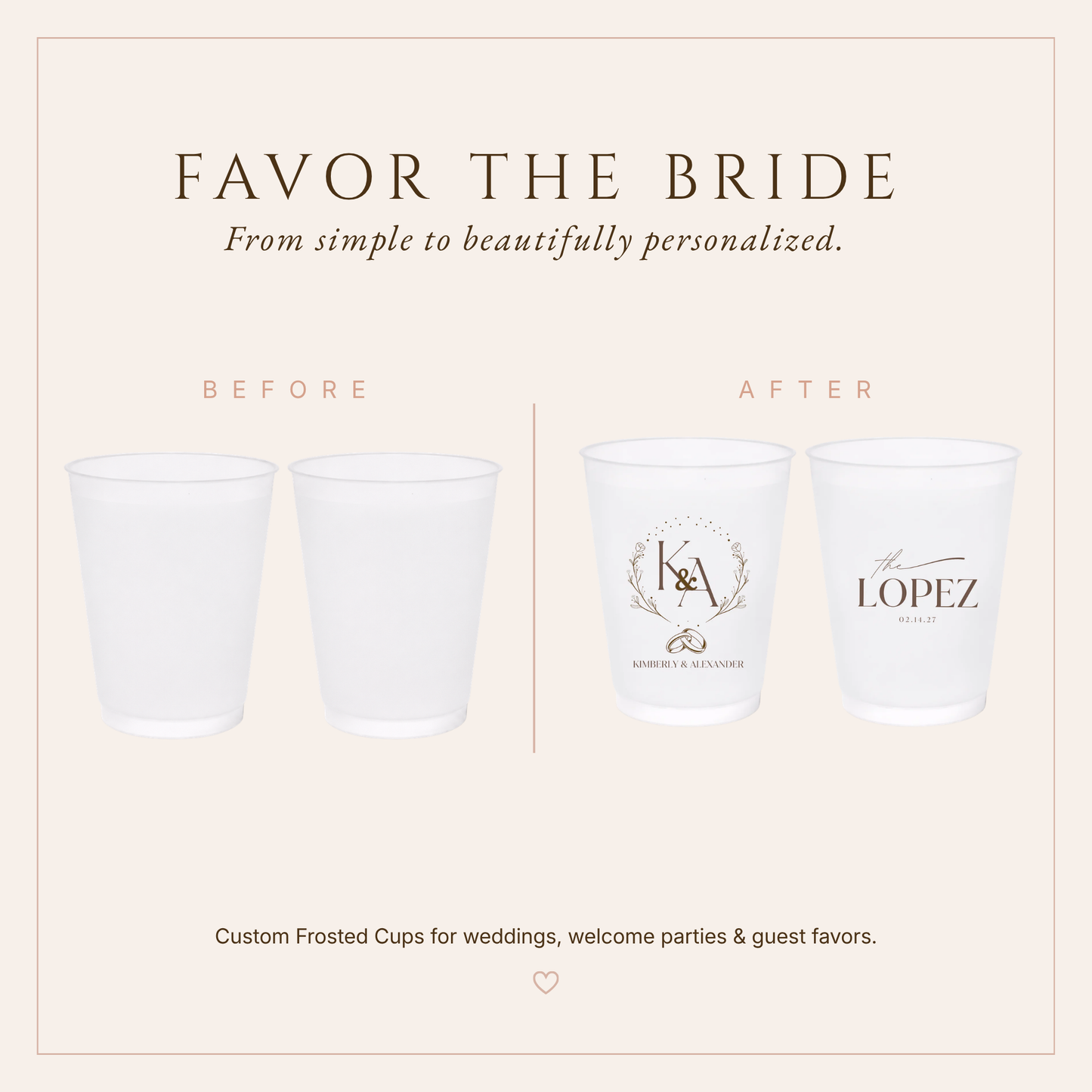 Personalized Rustic Monogram Wedding Frosted Cups