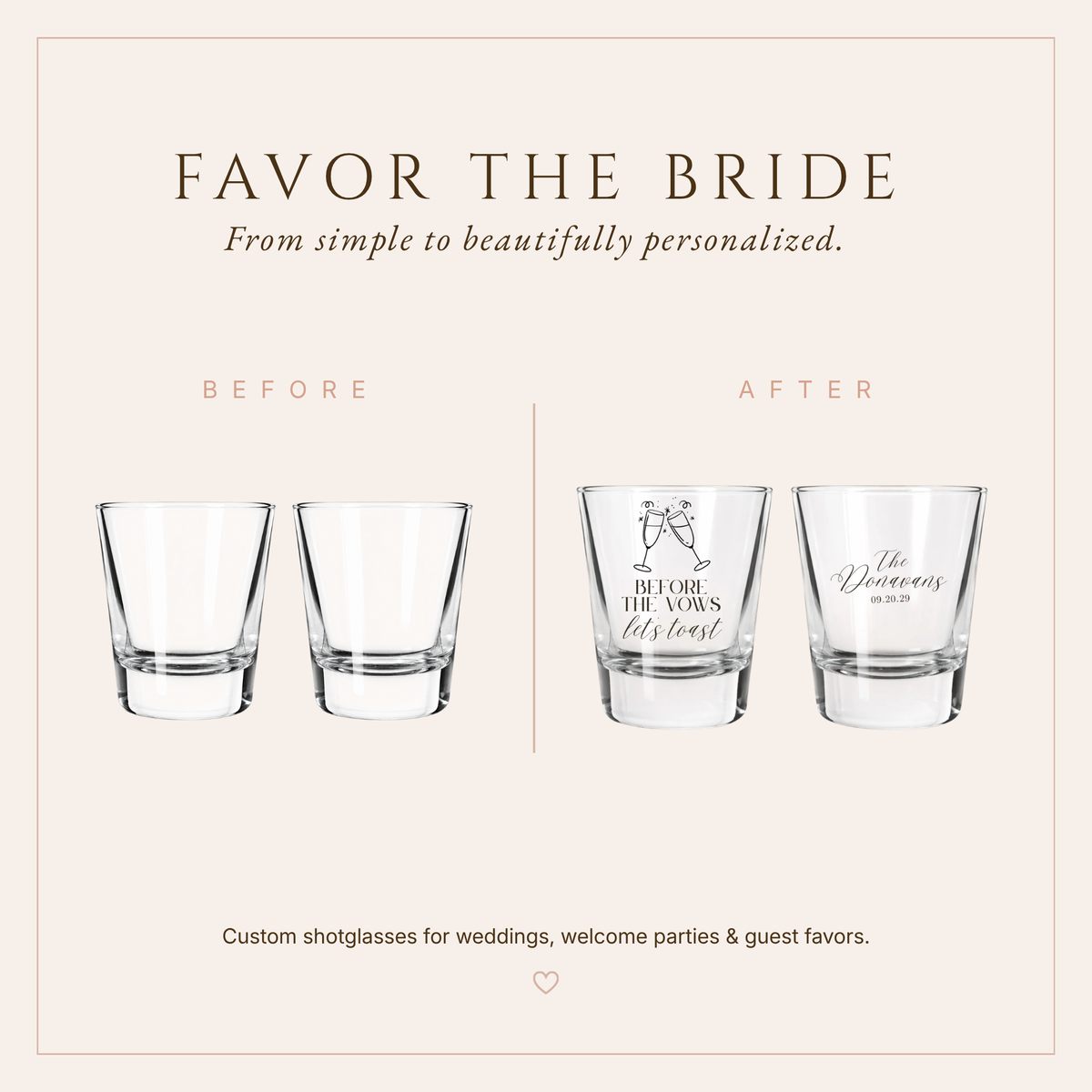 Personalized Wedding Welcome Party Shot Glasses