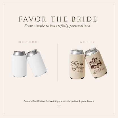 Personalized Lake Tahoe Wedding Favor Can Coolers