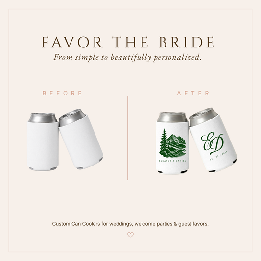 Personalized Adventure Mountain Wedding Can Coolers