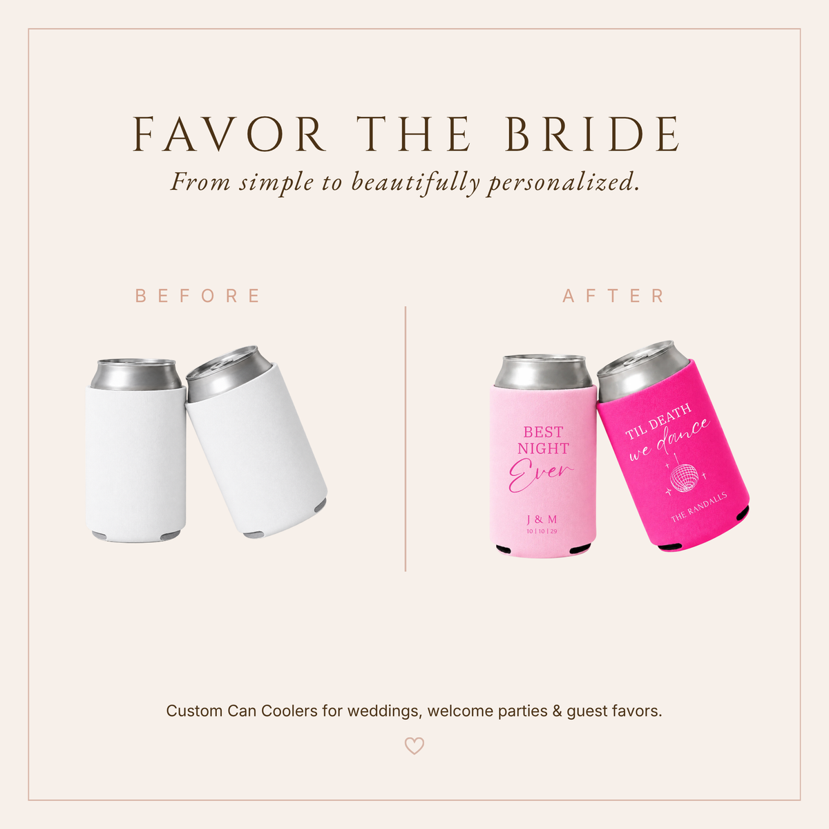 Personalized Disco Love Wedding Can Cooler