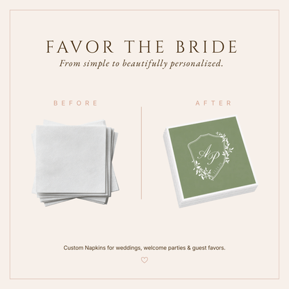 Personalized Monogram Green Wedding Table Napkins
