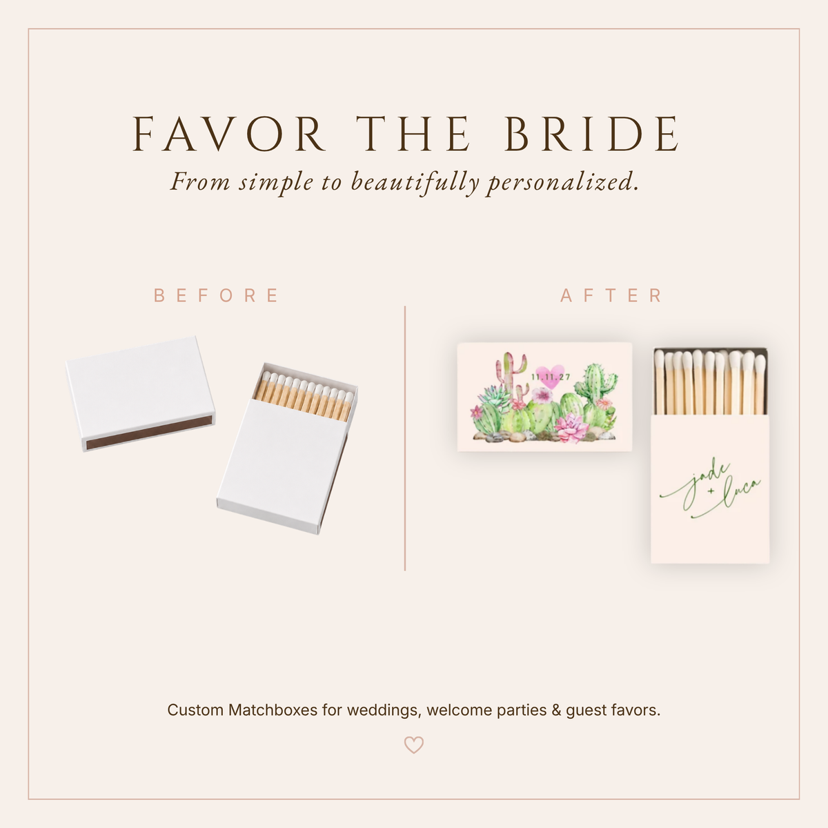 Cactus wedding Matchbox