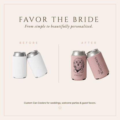 Personalized Dog Portrait Wedding Can Coolers