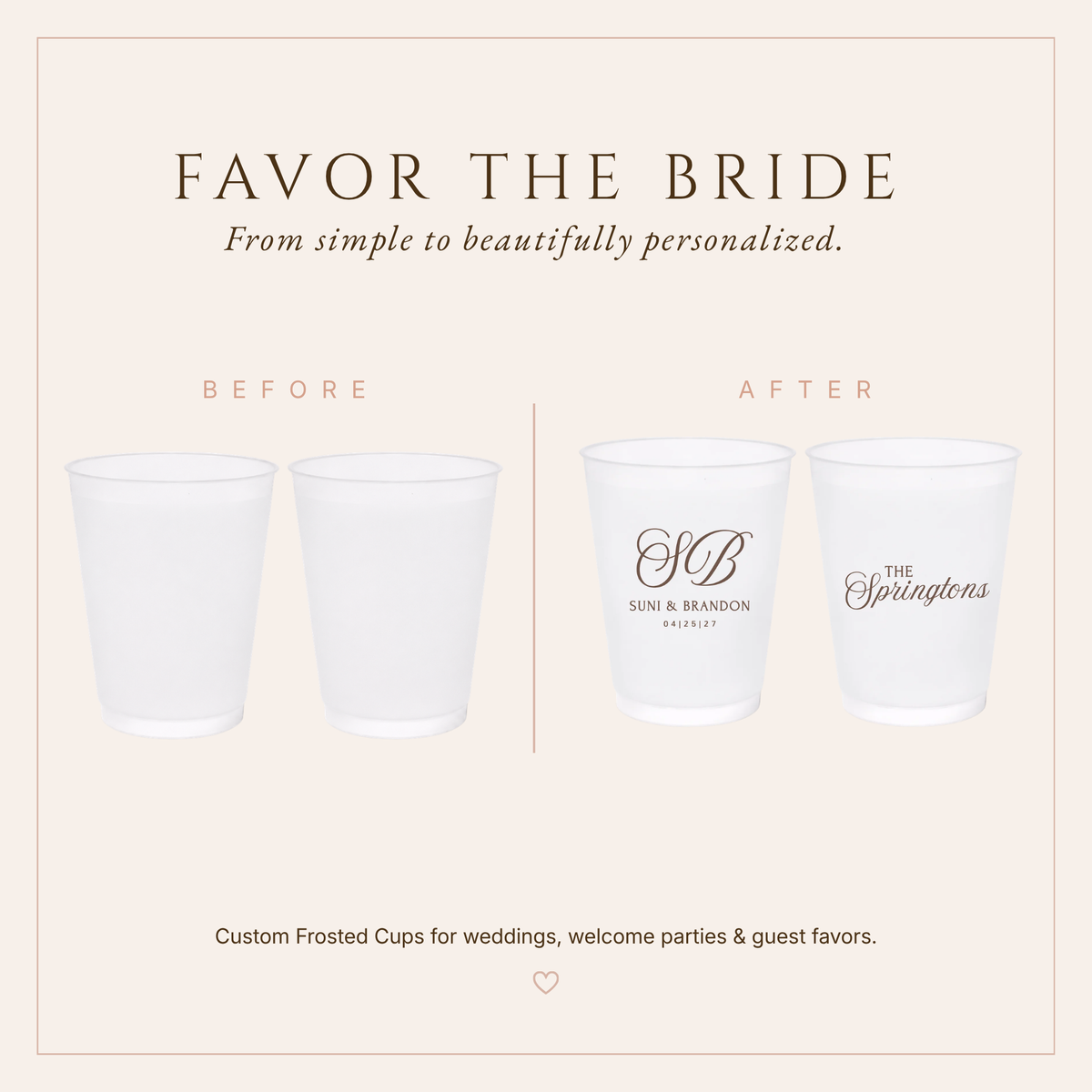 Personalized Monogram Wedding Frosted Cups