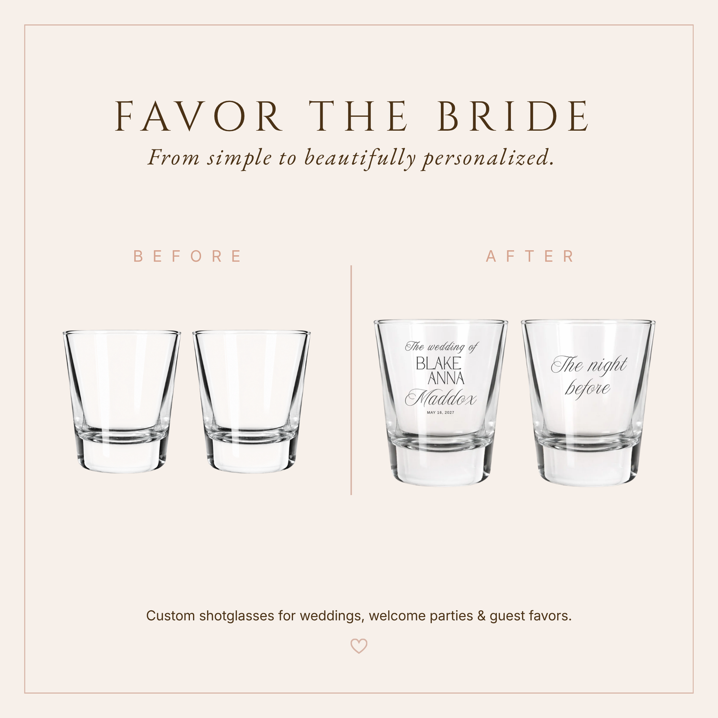 Personalized Wedding Eve Shot Glasses