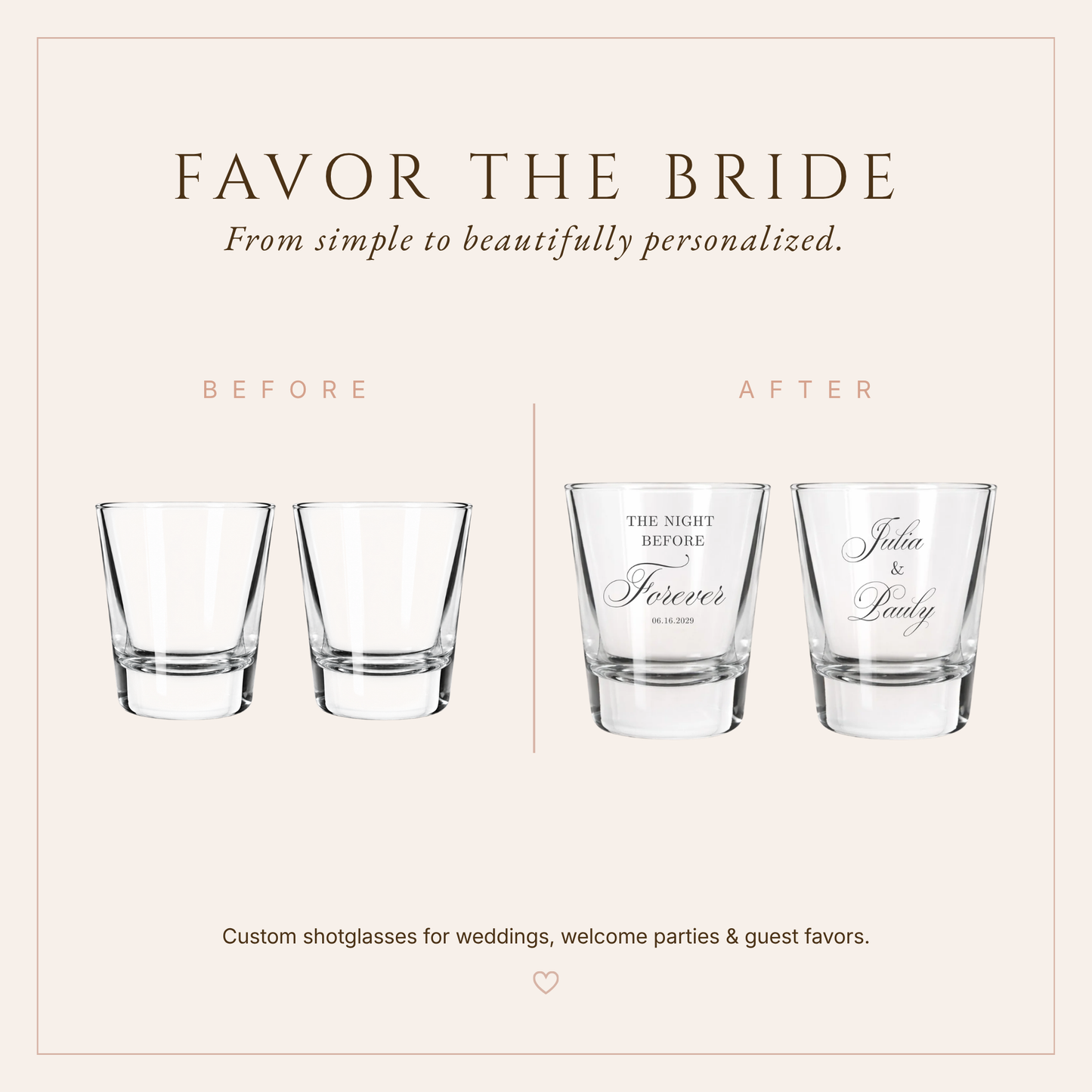 Personalized Rehearsal Dinner Shot Glasses