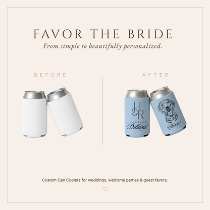 Personalized Monogram Dog Wedding Can Coolers
