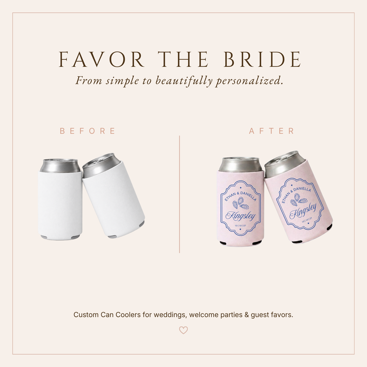 Oyster bar Wedding Can Coolers