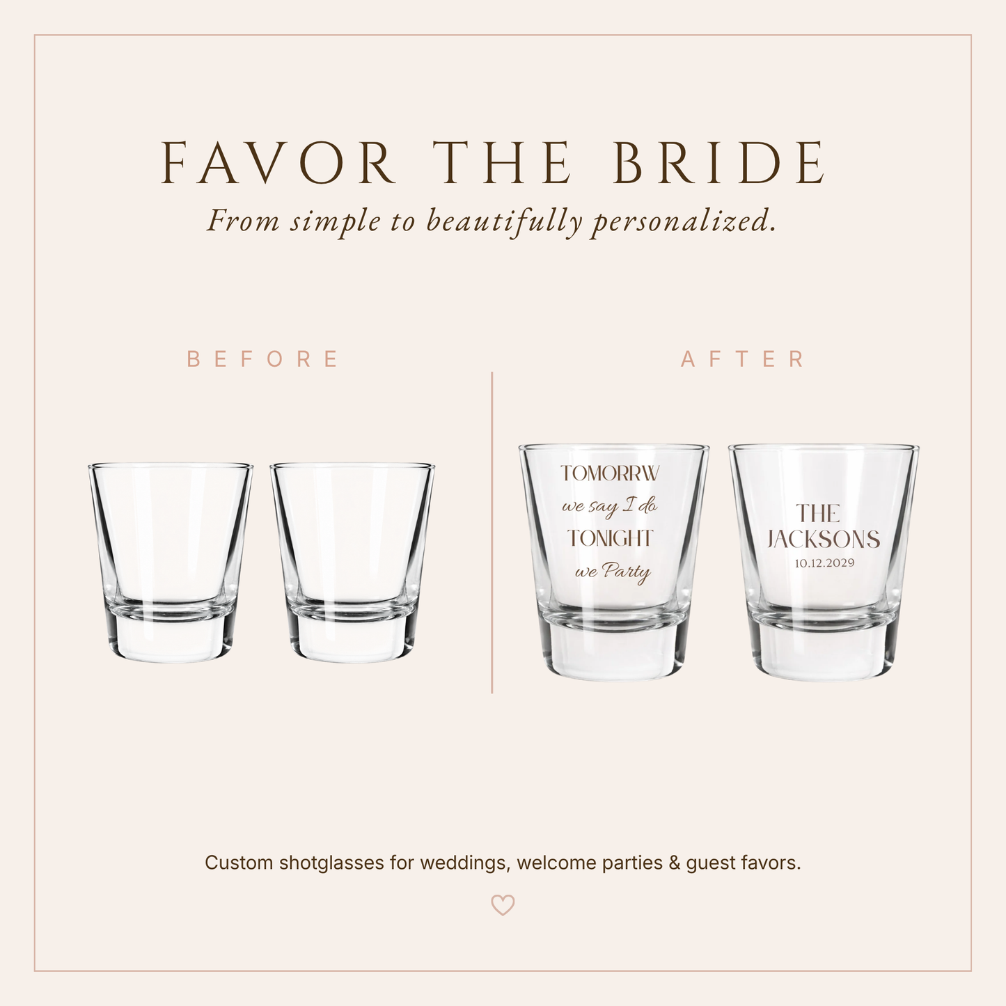 Personalized Wedding Weekend Shot Glasses