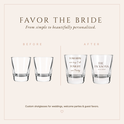 Personalized Wedding Weekend Shot Glasses