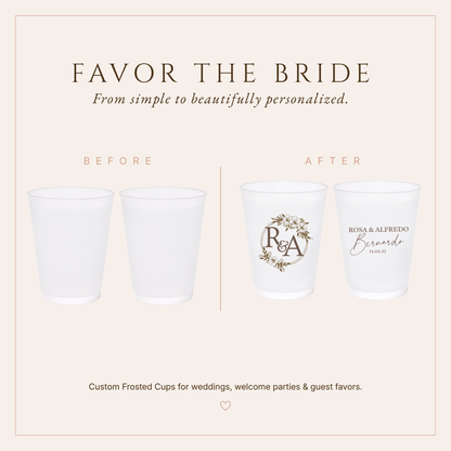 Personalized Floral Monogram Initials Wedding Frosted Cups