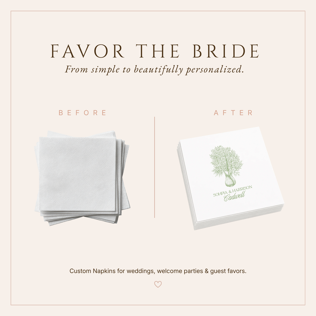 Personalized Greenery Elegant Table Napkins