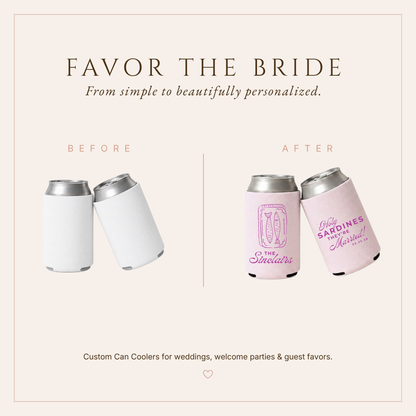 Sardine Inspired Wedding Can Coolers