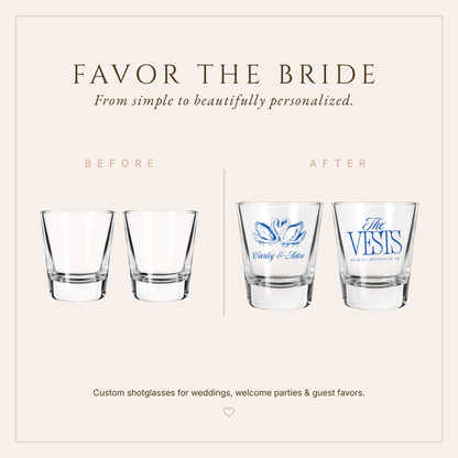 Personalized Swan Wedding Shot Glasses