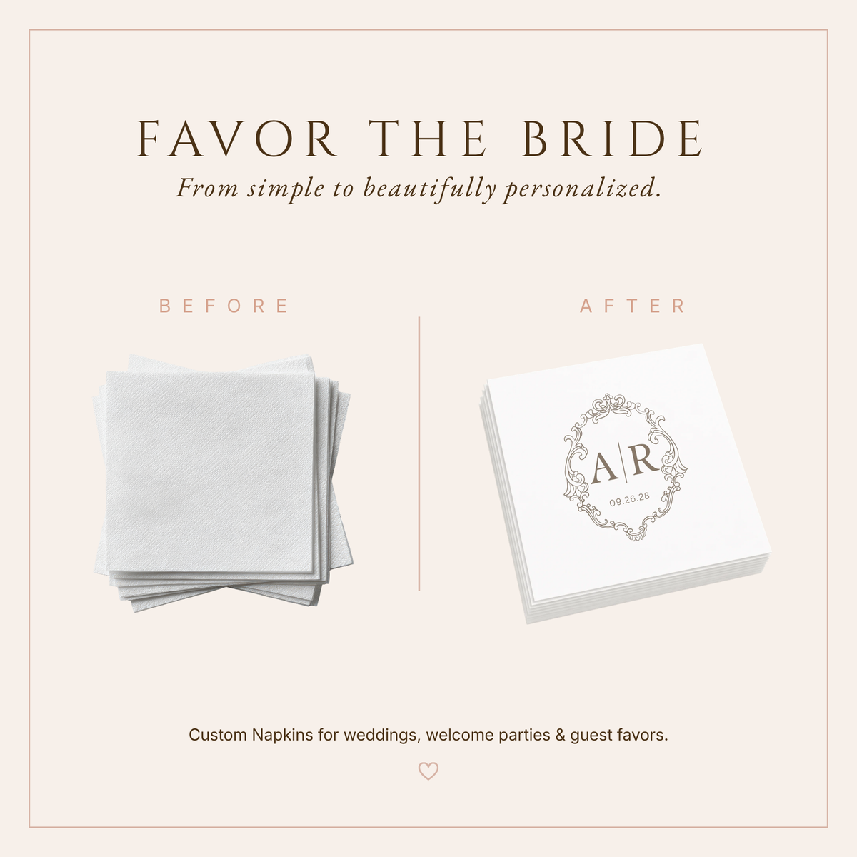 Personalized Elegant Wedding Table Napkins